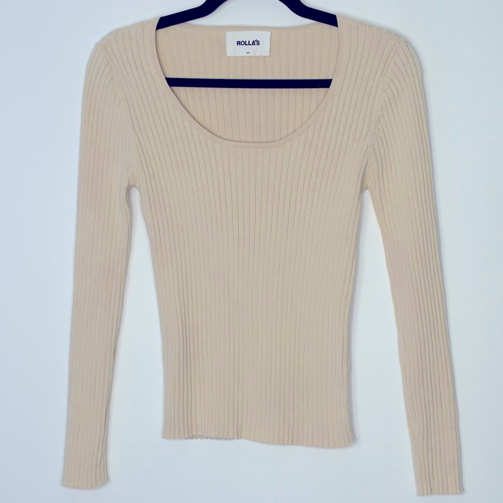 ROLLA'S Natural Ribbed Sweater Size 8/S #0028 - Picture 2 of 14